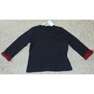 Womens Shirt Enza Italy XL Black Long Sleeve Wool Blend Round Neck Top $109